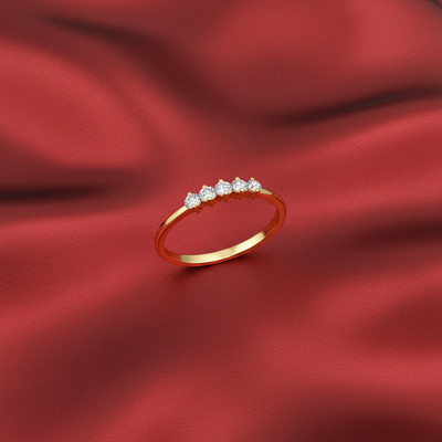 14 Karat Gold 0,35 kt Lab Grown Diamant Ring 5 Steine E VVS2 Rundschliff Diamanten