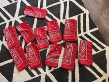 See Of 11 Red Paisley Bandanas 22"X22" Scarf Head Neck Bandannas