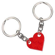 Brick Heart Keychain for Couple Boyfriend Girlfriend Best Friend, Cute Red