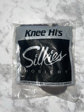 SILKIES Brand 3pair Knee Hi's One Size Black 006/40 Made USA NOS Vintage 1994