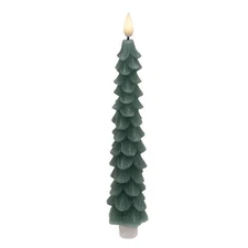 CHRISMAS TREE TIMER TAPER CANDLE GREEN 9.75" LED Flicker Flameless Farmhouse