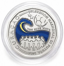 2026 Curacao World Cup Blue Wave 50 Cent Colorized Coin UNC In Capsule USA Ship