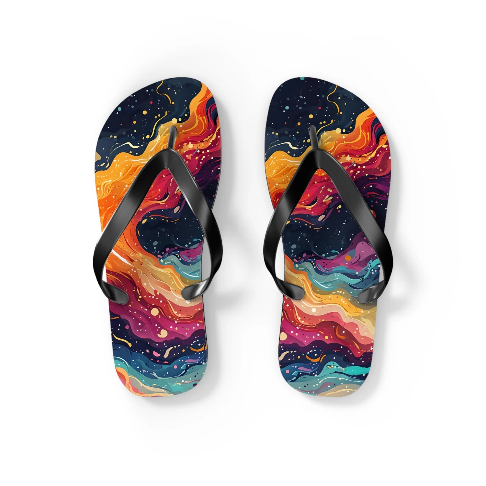 Abstract Color Wave Flip Flops | Psychedelic Swirl Beach Sandals
Opens in a new window or tab