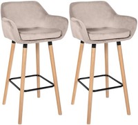 2Er Set Barhocker Grant Samt Creme