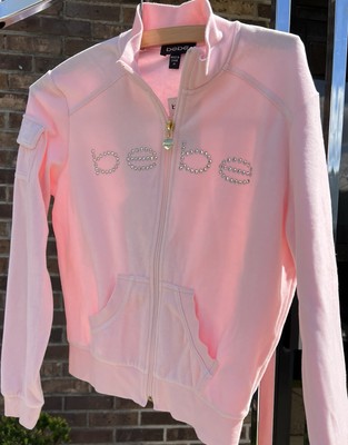 Bebe NWT Y2K Velour FULL ZIP JACKET Rhinestone Logo Vintage PINK