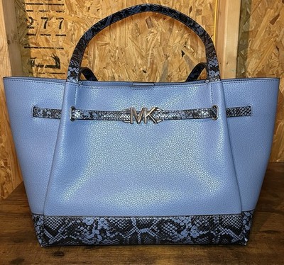 MICHAEL KORS REED LARGE BELTED SATCHEL SHOULDER CROSSBODY BAG SNAKE SKIN PATTERN