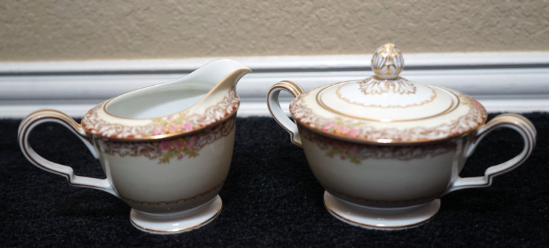 VtgNoritake Japan China Creamer & Sugar Bowl Set Harmony 3906