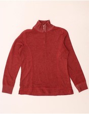 EDDIE BAUER Womens Oversized Zip Neck Sweatshirt Jumper UK 10 Small Red CA05