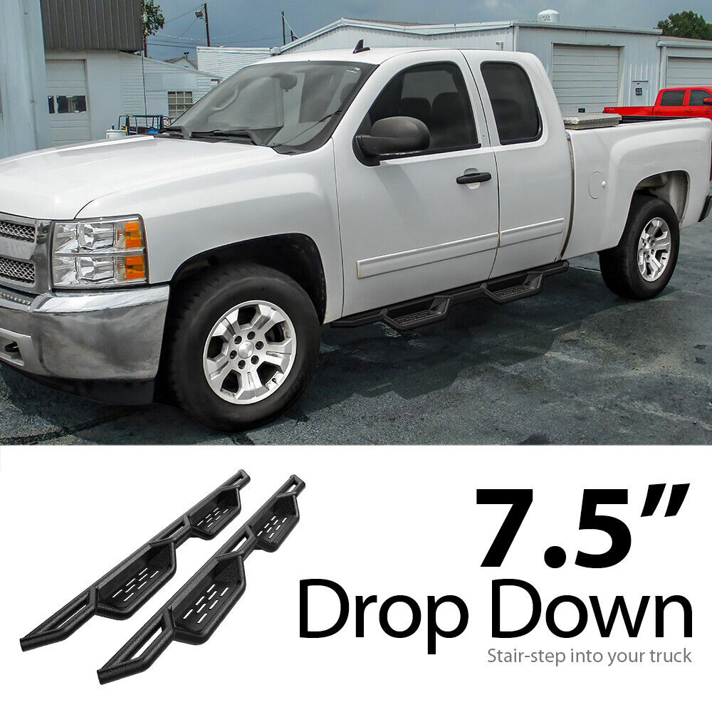 Black Side Step Nerf Bars For 07-18 Silverado Sierra Double Black Side Step Nerf Bars For 07-18 Silverado Sierra Double