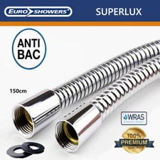 Image of SHOWER HOSE Chrome Stainless Steel 11mm Bore Short/Long SuperLux Fast Flow WRAS
