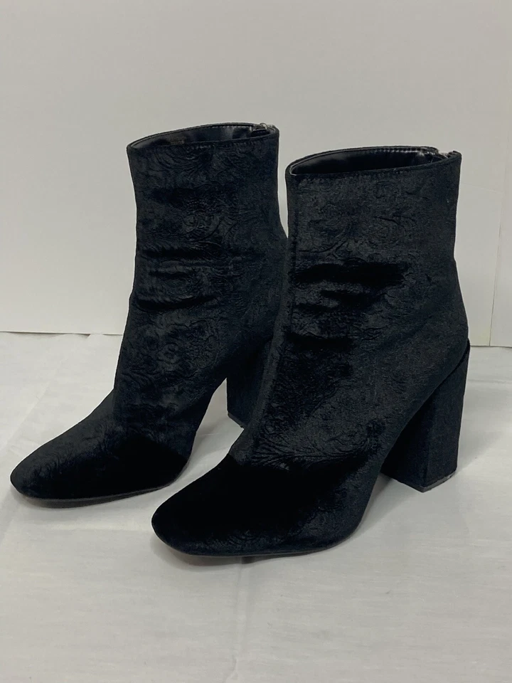 Женские ботильоны Jessica Simpson 9 м черные с цветочным бархатом с тиснением на лодыжке на блочном каблуке - Изображение 4 из 4