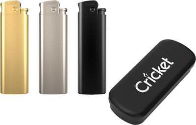 9 x CRICKET 1er Jet Mehrweg Feuerzeug Metall / 2 Feuersteine / 3 Farben je 3 x