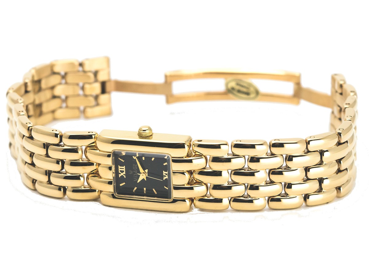 Visage ladies gold tone barrel shaped bronze metallic strap watch NEW BATTERY VISAGE WOMEN main image 2