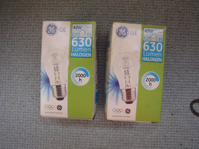 2 x GE Glühbirnen E27 ES 42W = 55W klar dimmbar Halogen = nicht LED Edison Schraube