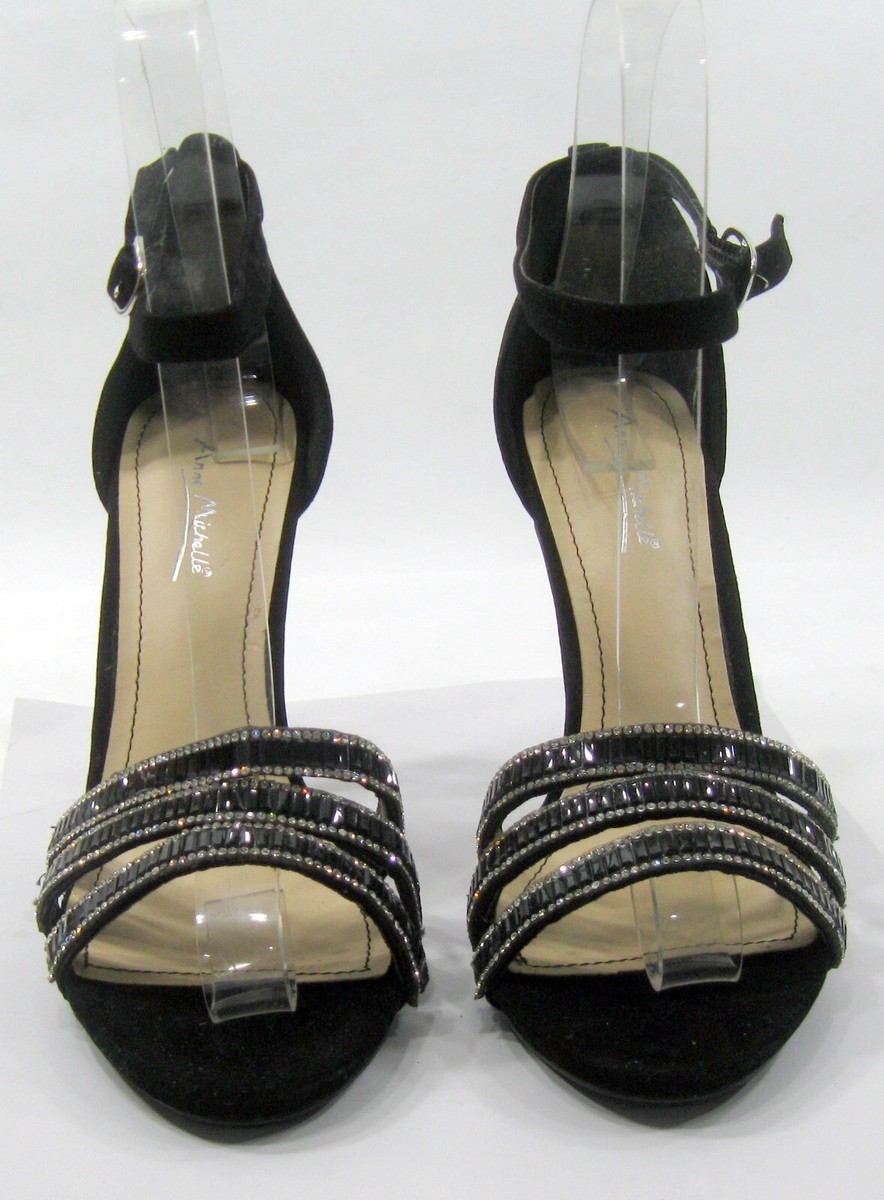 Anne Michelle Black heel ankle strap open toe Shoes WOMEN Size
