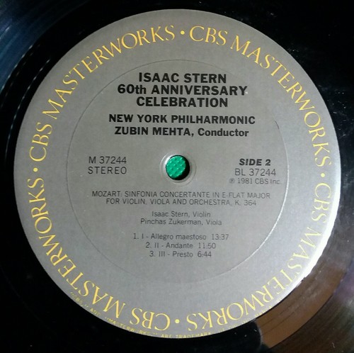 Isaac Stern 60th Anniversary Celebration LP Zuckerman Perlman Mehta CBS 1981 - Picture 4 of 4