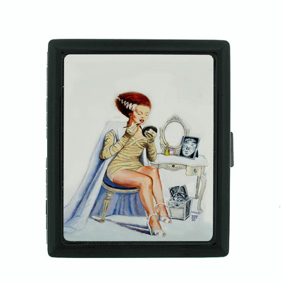 monster cigarette case Vintage Monster Themed D13 Small Black Cigarette Case Smoking Card Money  Holder
