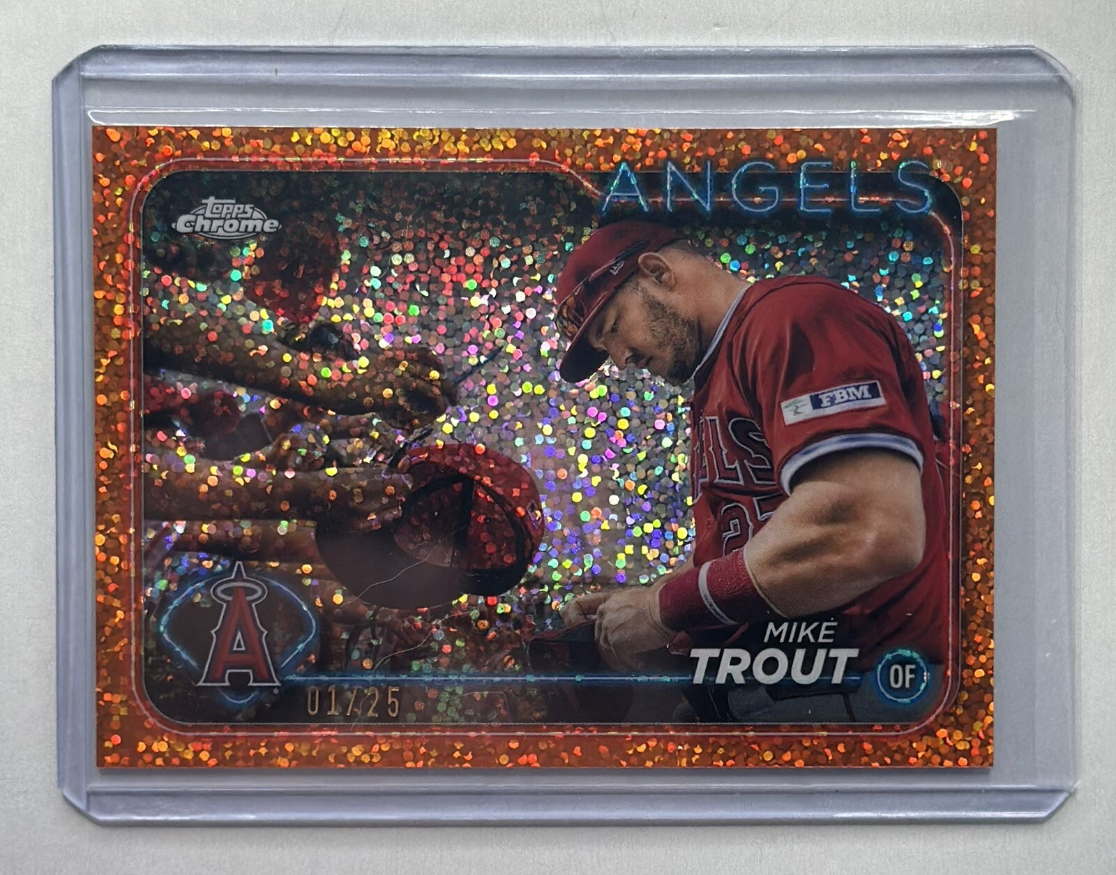2024 Topps Chrome Mike Trout Angels Orange Speckle Image Variation #1/25 200