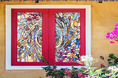 3D Color Textur N382 Fenster Folie Druck Aufkleber haften Buntglas UV Block Amy