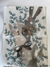 Easter Dinner Table Runner Rabbits Vines Flowers Beige 13” X 72” Brunch