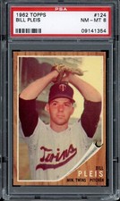 1962 Topps Baseball #124 Bill Pleis PSA 8 (Green Tint)