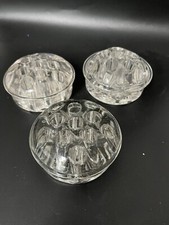 Lot 3 Clear Glass Flower Frogs Bubble Top With 11 Holes In Each Vintage Arrange