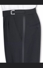 New Black Gianni Tuxedo Pants Wool Adjustable No Hem 49 L Long