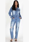 Eien U.S.A. Denim Jumpsuit Overalls Cotton Stretch Long Sleeve Size Medium — photo 1
