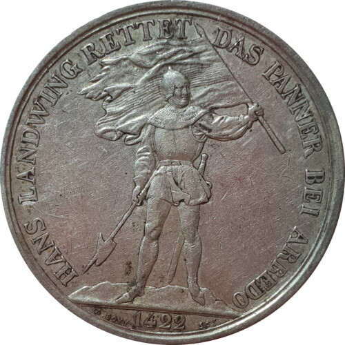 1869 ZUG 5 FRANCS SILVER PLATED SWISS SHOOTING THALER - FACSIMILE