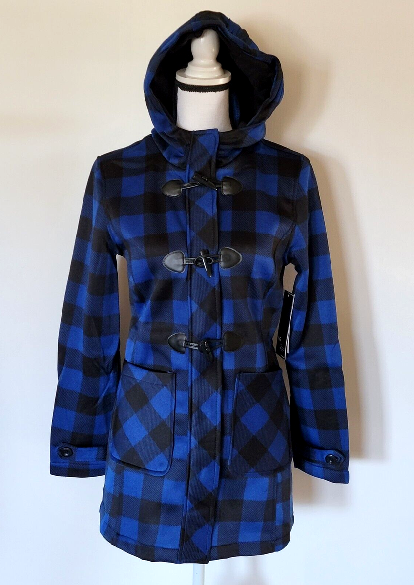 ジャケット・アウター NAPPING BUFFALO CHECK SHOP COAT Big Chill Womens Blue Black Buffalo Check Fleece Toggle Accent