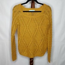 Maurices women's size S holed sweater yellow scoop neck long sleeves