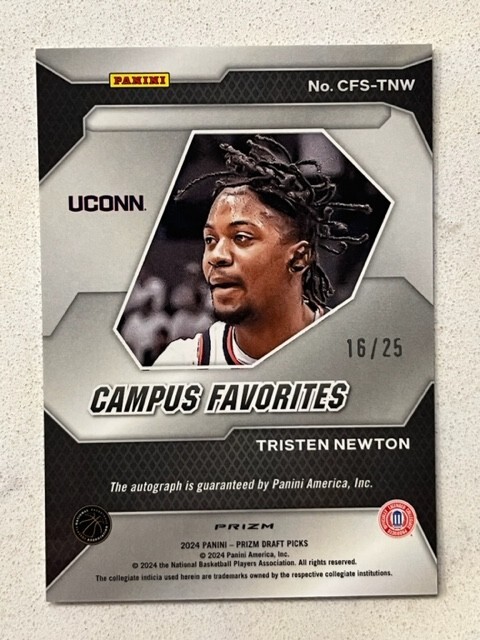 TRISTEN NEWTON UConn 2024 Panini Prizm Draft Picks MOJO Autograph