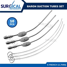 10 Pcs BARON Suction Tube 5 French (1.7 mm) Surgical Instruments German Grade