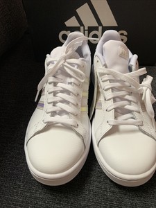 Adidas Grand Court Womens White LaceUp Sneaker FW3734 Athletic Shoes Size  9.5 | eBay