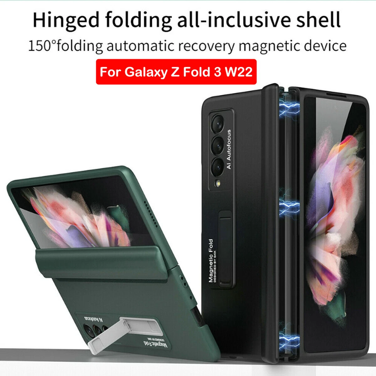 For Samsung Galaxy Z Fold 3 W22 5G Magnetic Hinged Folding With Kickstand Case