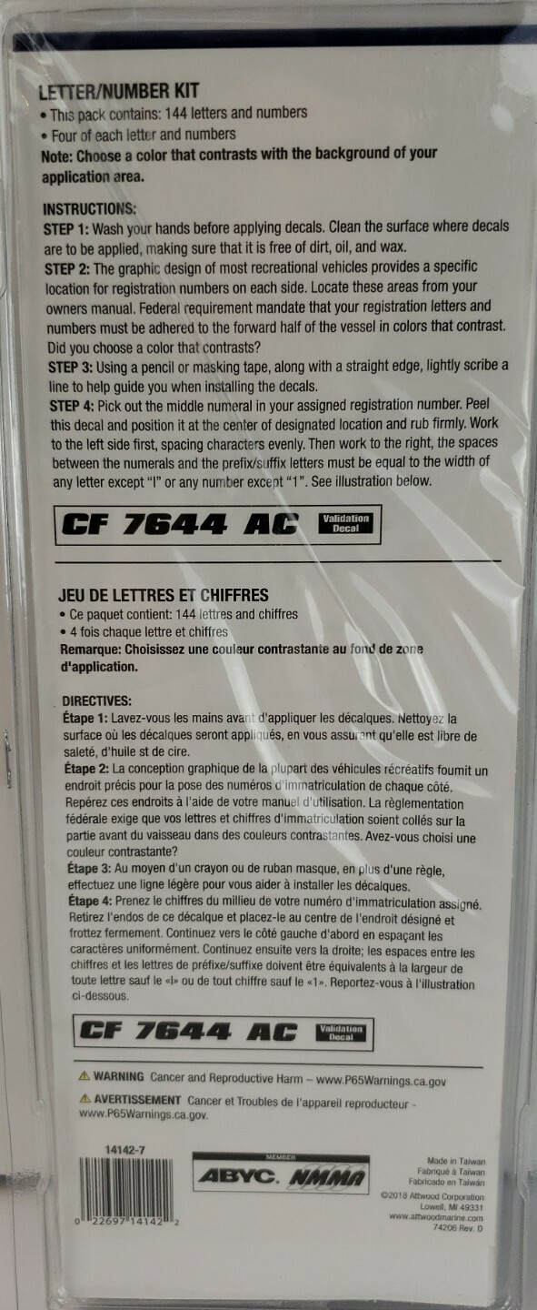 Attwood Boat Registration Letter & Number Kit Black 3" Vinyl 144 Letters 4 each eBay