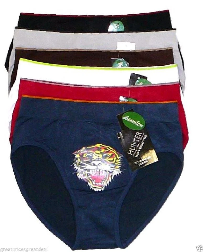 Paquete de 6 calzoncillos de microfibra sin costuras para hombre ropa interior nueva #SB202 estampados de tigre S/M Foto 3 de 3