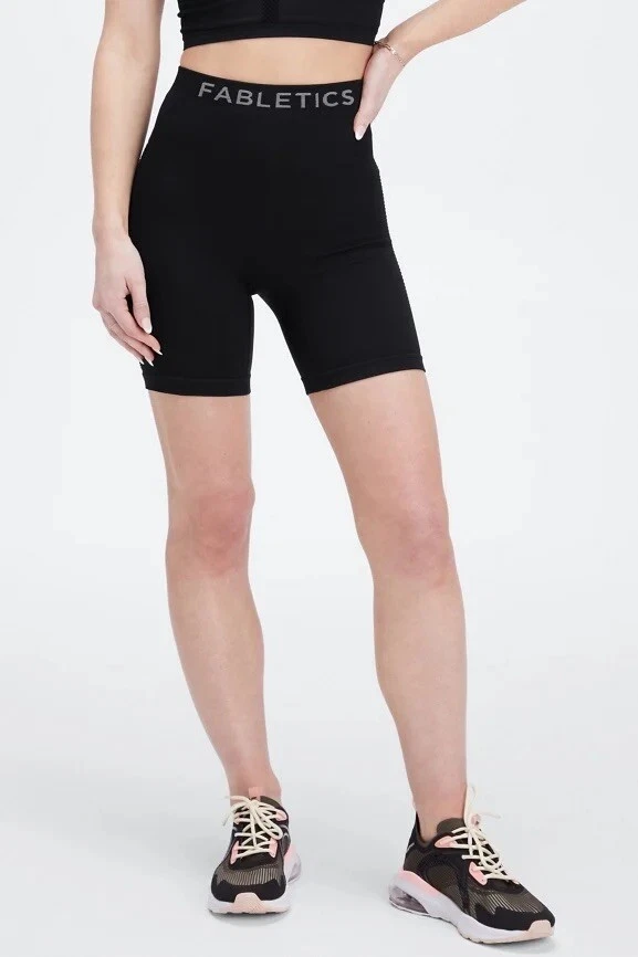 Fabletics Sync Seamless High Waisted 6 Biker Shorts Black Active