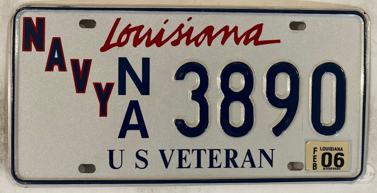 Louisiana U.S. NAVY USN VETERAN license plate Military Sailor USS 