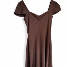 Womenâs Wild Fable Ribbed Fit & Flare Mini Dress Brown S