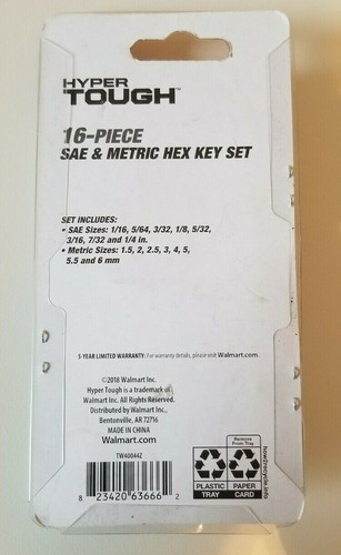 Hyper Tough 16-Piece SAE & METRIC HEX KEY SET - Picture 2 of 2