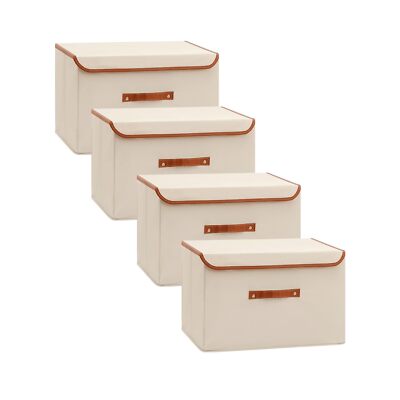 4 Pack Large Fabric Storage Bins With Lids Foldable Storage Boxes With ...