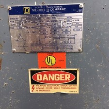 SQUARE D 3 Phase INSULATED TRANSFORMER 30T3H KVA 30 LV 208/120 Hv 480  USED