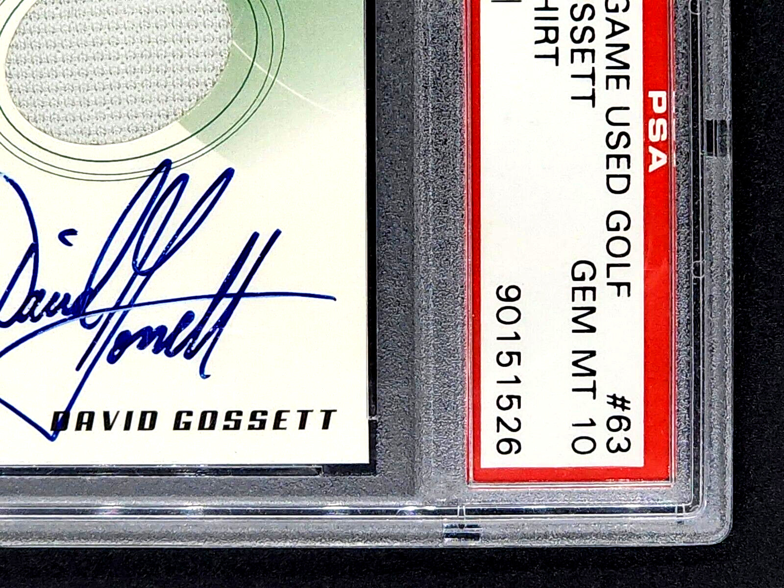 2002 Upper Deck SP GameUsed Golf 63 David Gossett RC RPA Auto Shirt PSA 10 POP 6 view 7
