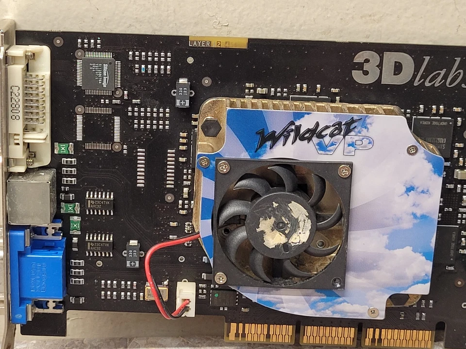 VINTAGE - AGP VGA 3Dlabs Wildcat VP760 64mb sdram VERY RARE - RETRO XP BUILD - Image 2 of 4