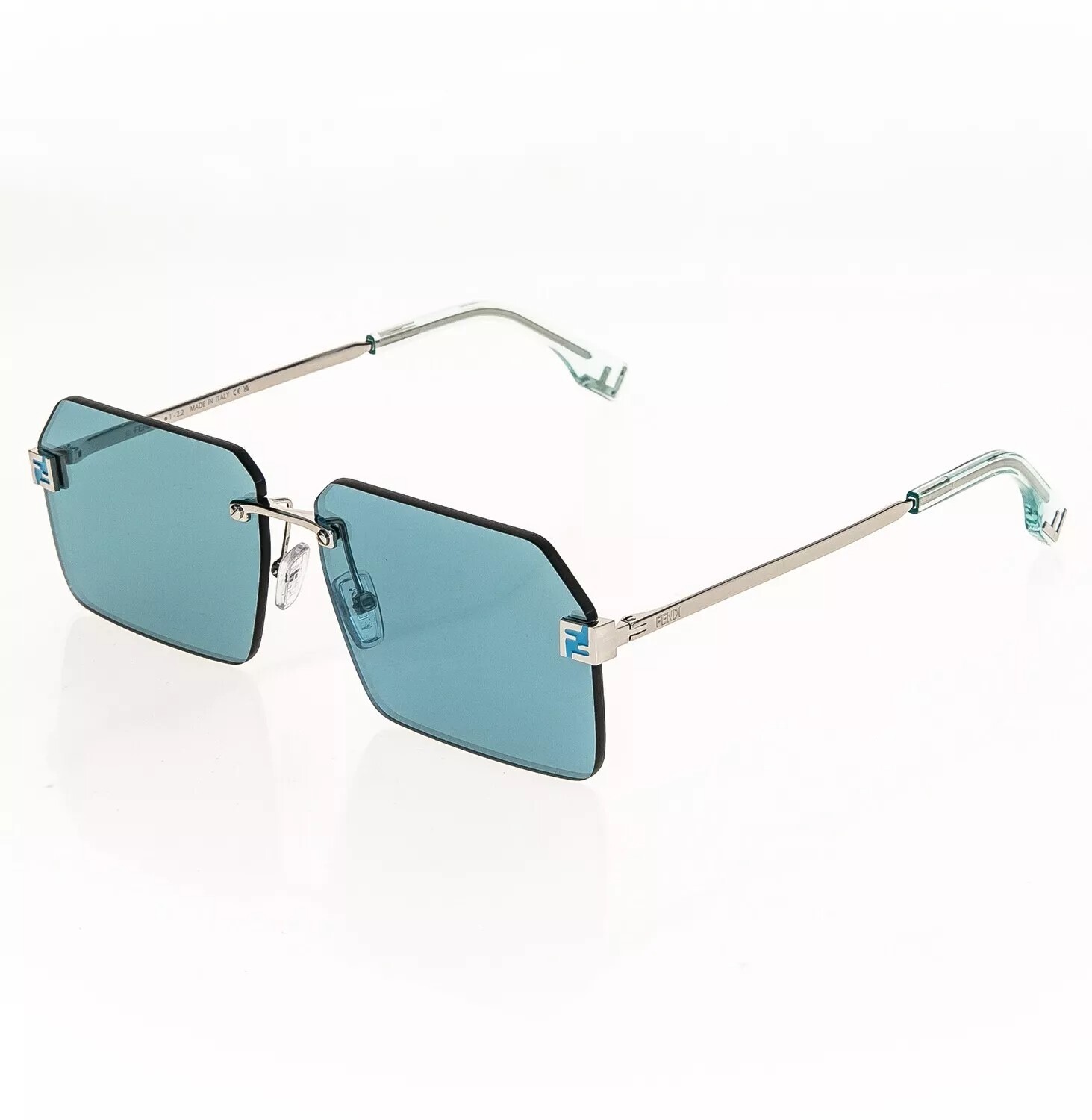 FENDI FS SKY 40043 Rimless Silver Blue Unisex Sunglasses FE40043U