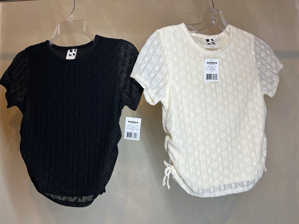 Camiseta/Camiseta Informal Forrada con Encaje Manga Corta Autoestima Niñas|Talla:L Foto 2 de 4