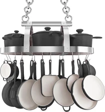 Hanging Pot Rack Ceiling Mount, Pot and Pan Rack, Pot Hanger, Kitchen Storage, P
