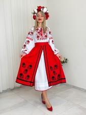 Ukrainian Vyshyvanka Dress Set Women  National Embroidered Folk Costume