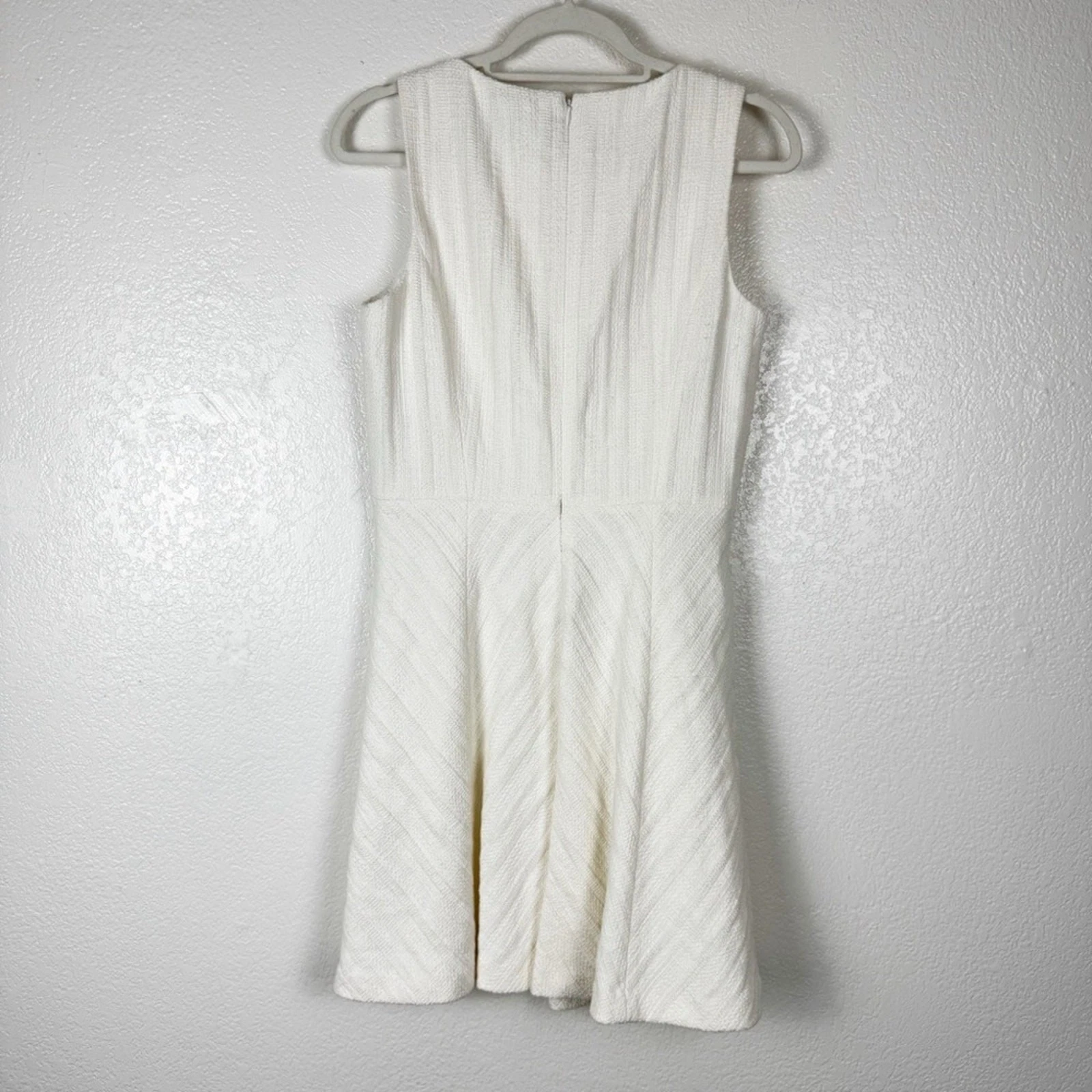 OFF WHITE Abito classico svasato Theory Off White Cailen tweed misto cotone taglia 8